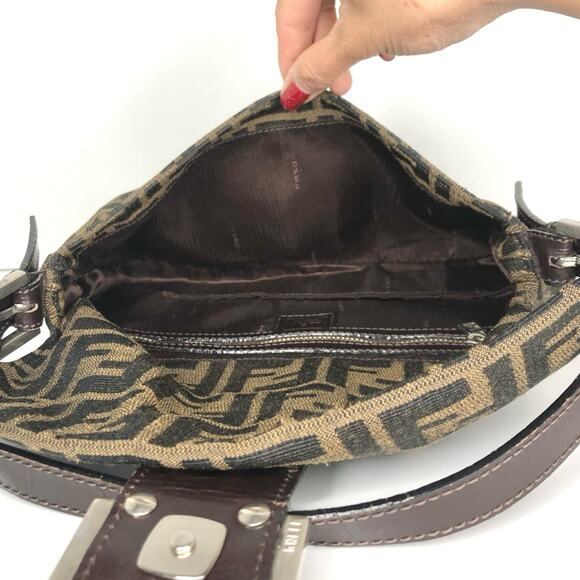 Fendi Retro Vintage Zucca Baguette FF Logo Small Shoulder Bag - Picture 11 of 13